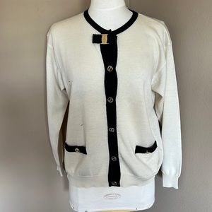 Salvatore Ferragamo size small authentic sweater cream and black trim